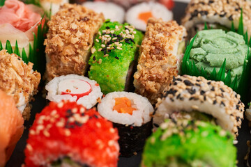 Variety of sushi freshly prepared