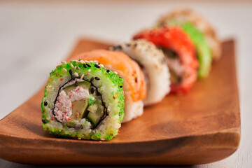 Variety of sushi freshly prepared