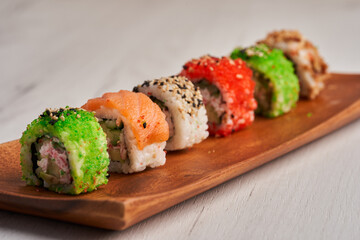 Variety of sushi freshly prepared