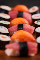 Variety of sushi freshly prepared