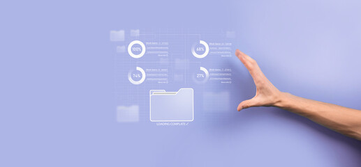 Business developer hand using board framework on virtual modern computer showing innovation Agile software development lean project management tool fast changes concept.Document Management System DMS