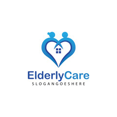 Elderly healthcare heart shaped logo. Nursing home sign