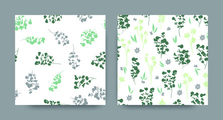 Seamless Floral Pattern. Summer Foliage Border. Nature Fabric Design. Eucalyptus Pattern. Vector Palm Trees. Fashion Botanical Texture. Elegant Botanic Print. Herbal Floral Pattern.