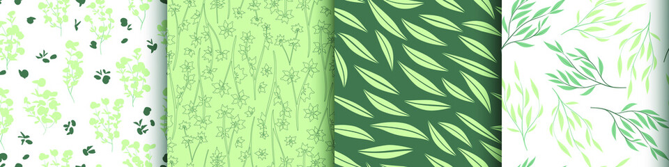 Seamless Eucalyptus Pattern. Summer Leaves Print. Nature Dress Design. Floral Pattern. Hand Drawn Fern Leafs. Fashion Botanic Border. Romantic Flower Texture. Herbal Floral Pattern.