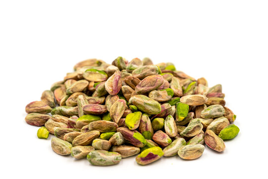 Pistachio kernel isolated on white background. close up