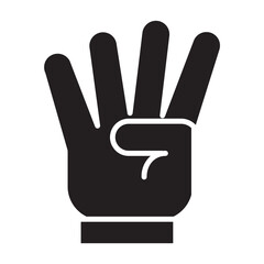 Illustration of Hand Gesture of Four Number design icon