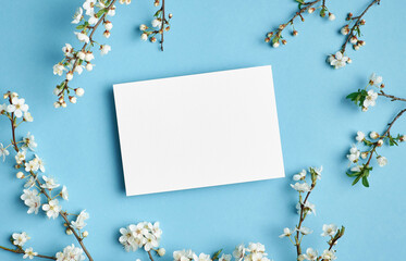 Greeting or invitation card mockup with flowers