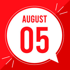 A vector illustration with text: August 5 st day. White balloon on a red backgound.