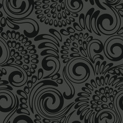 Vector seamless floral pattern with twisted elements