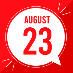 A vector illustration with text: August 23 st day. White balloon on a red backgound.