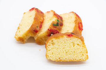 fresh pound cake isolate on white background