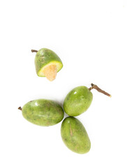 green olive over on white background, top view