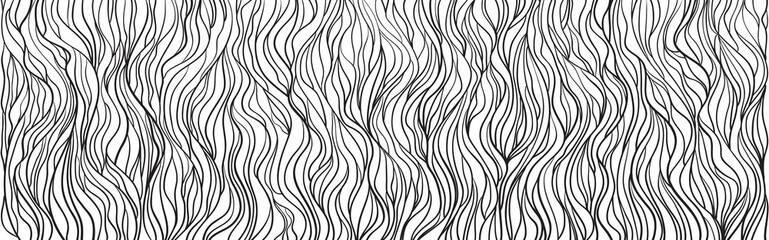 Wavy background. Hand drawn waves. Seamless wallpaper on horizontally surface. Stripe texture with many lines. Waved pattern. Black and white illustration for banners, flyers or posters - obrazy, fototapety, plakaty
