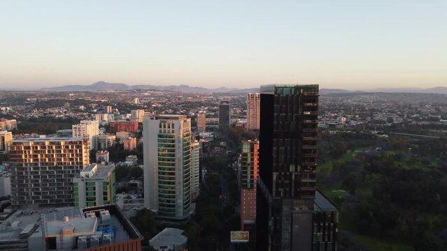 View from the sky of some buildings in the financial area in the city of Zapopan in 30 seconds