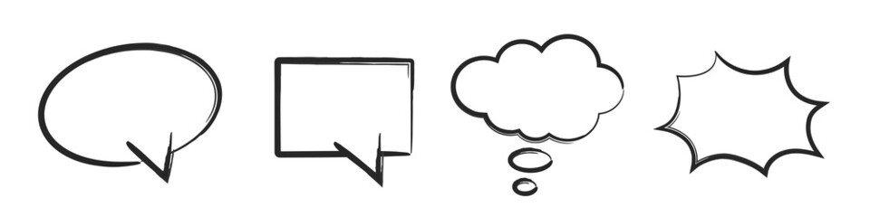 Speech bubble set. Speech balloon set. Dialogue Clouds. Vector clipart isolated on white background.