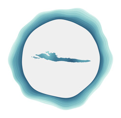 Hvar logo. Badge of the island. Layered circular sign around Hvar border shape. Cool vector illustration.