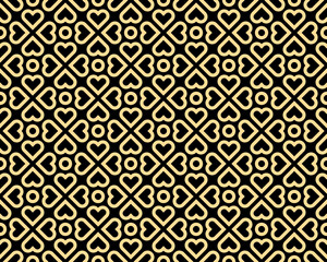 Abstract geometric pattern. A seamless vector background. Gold and black ornament. Graphic modern pattern. Simple lattice graphic design
