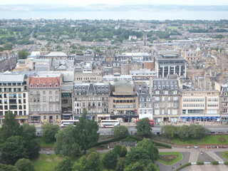 Fototapeta na wymiar streets & buildings of Edinburgh, panorama view, August 6th 2015