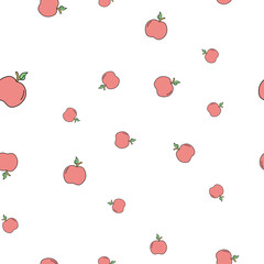 Red apple. Seamless pattern of ecological icons