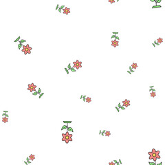 Growing flower. Seamless pattern of ecological icons