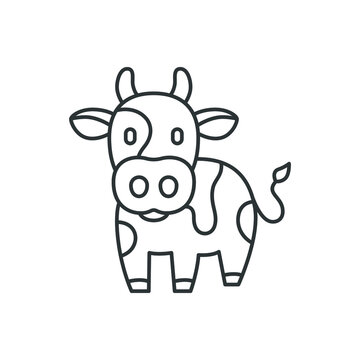 cow cartoon line icon isolated on white