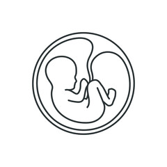 Baby fetus line icon in circle