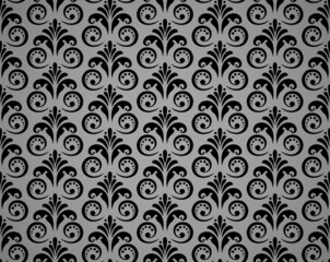 Flower geometric pattern. Seamless vector background. Gray and black ornament