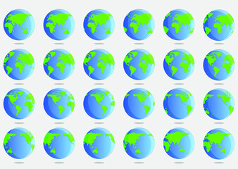 Earth Frame by frame Rotation Animation Vector Illustration, Animated for 2D animation, Infographics, Motion graphics