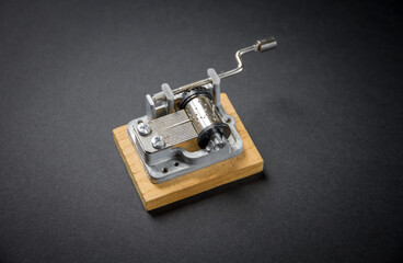 Traditional music box isolated on black