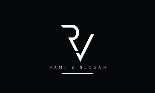 RV, VR, R, V abstract letters logo monogram