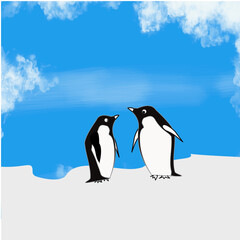 penguin on the ice, vector illustration 