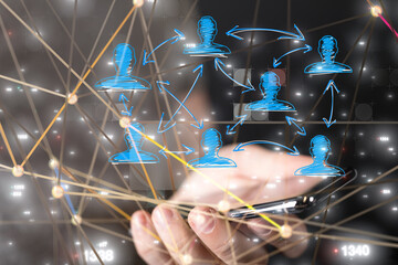 Neural network 3D illustration. Big data and cybersecurity