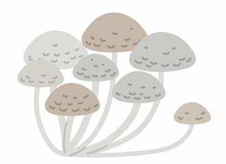 mycena cartoon mushrooms isolated on white background. realistic mushroom renderer