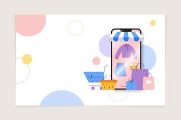 Naklejka premium Blank Space Empty Clothes Special offer sale up to 50 shopping bag trolley cart Isolated Online Marketing Landing Page E-commerce Promotion Sale Cart Gift Present box Awning Web Abstract Background