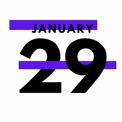 January 29 . Modern calendar icon .date ,day, month .Flat style calendar for the month of January