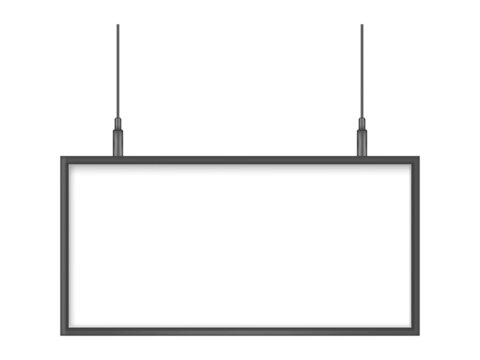 Illustration of a white hanging sign isolated on a light background. Vector ESP10.