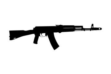 Fototapeta premium Assault rifle icon of AK-74M Shadow silhouette of gun