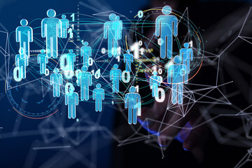 Abstract technology group and data 3d