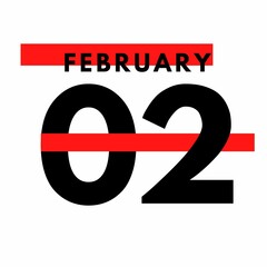 February 2 . Modern calendar icon .date ,day, month .Flat style calendar for the month of February