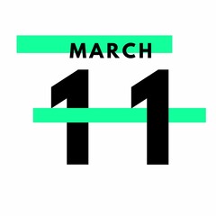March 11 . Modern calendar icon .date ,day, month .Flat style calendar for the month of March