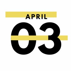 April 3 . Modern calendar icon .date ,day, month .Flat style calendar for the month of April