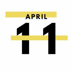 April 11 . Modern calendar icon .date ,day, month .Flat style calendar for the month of April
