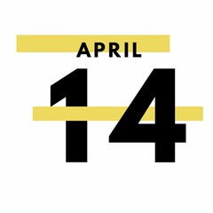 April 14 . Modern calendar icon .date ,day, month .Flat style calendar for the month of April