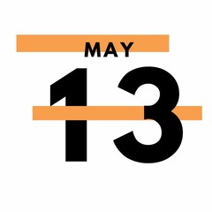 May 13 . Modern calendar icon .date ,day, month .Flat style calendar for the month of May