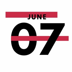 June 7 . Modern calendar icon .date ,day, month .Flat style calendar for the month of June