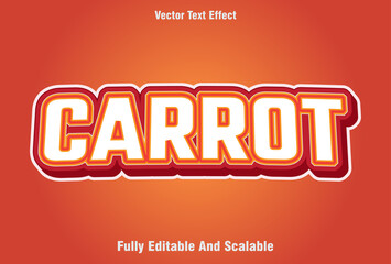 editable carrot text effect with red color. design for templates.