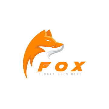 creative head fox logo design vector template illustration icon mascot