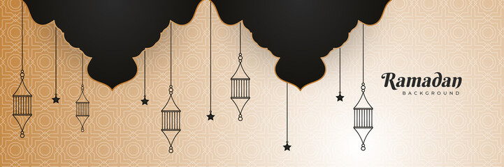Naklejka premium Stylish golden mosque design islamic banner background