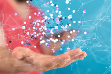 Global network. Blockchain. 3D illustration. Neural networks and artificial intelligence. Abstract