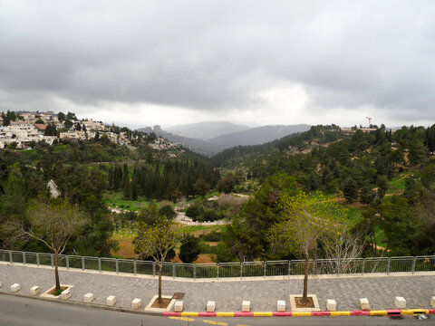 view from the tram stop Mount Herzl